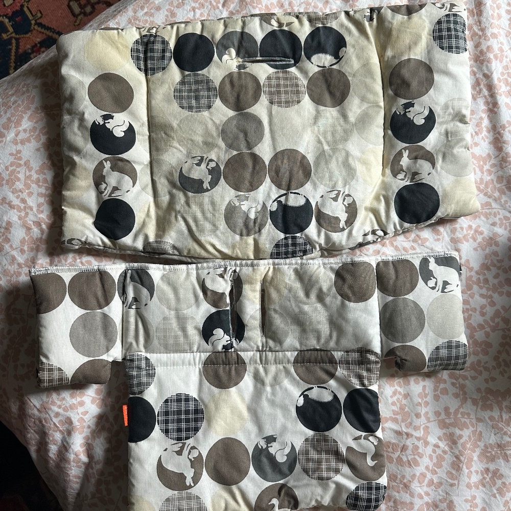 Kids Neutral Dot Print Cushion Set - Taupe & Black